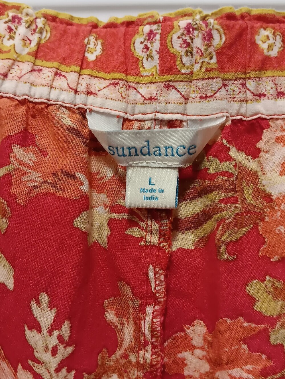 Sundance| Leia Reef Pull-on Cropped Pants Floral Novelty Tie Front Red Boho - Picture 2 of 11